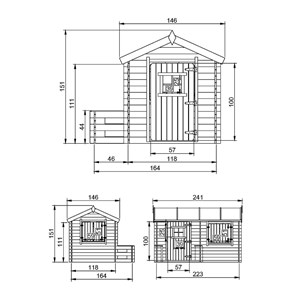 Maison en bois pour enfants - 146x241xh151cm 2.63m2 - beige