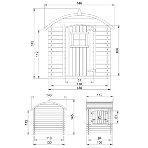 Maison en bois pour enfants avec plancher 112x146xh145cm 1.1m2