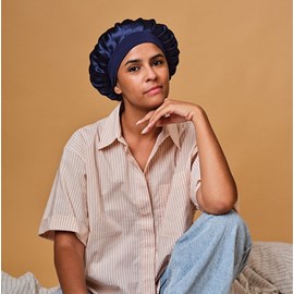 Bonnet de nuit en soie bleu nuit 19 mo