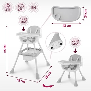 Chaise haute réglable coussin similicuir