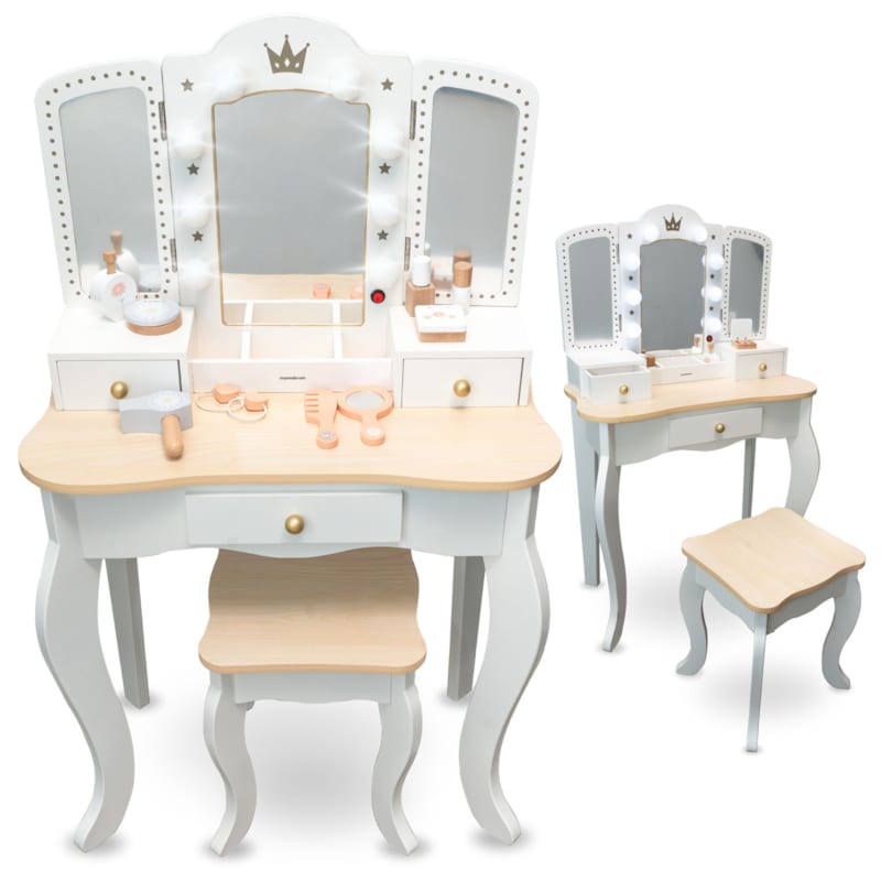 Coiffeuse enfant tabouret & miroir led (Mamabrum) - Image 2