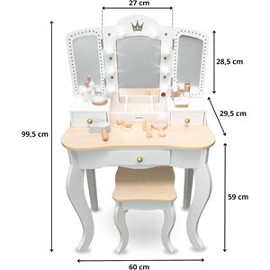 Coiffeuse enfant tabouret & miroir led