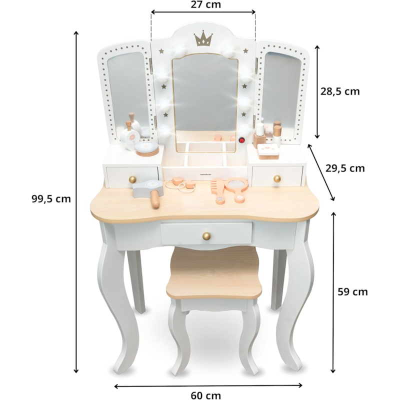 Coiffeuse enfant tabouret & miroir led (Mamabrum) - Image 3