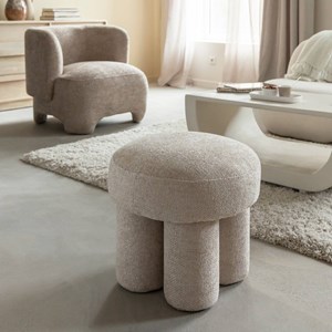 Petit tabouret tissu écru