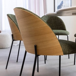 Chaise tissu vert bois clair