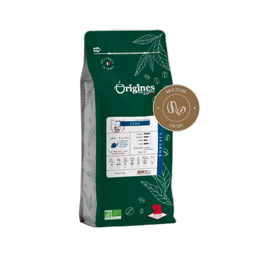 Café bio inde kerala - pur robusta - grain 1 kg