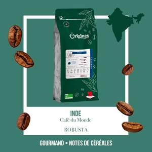 Café bio inde kerala - pur robusta - grain 1 kg