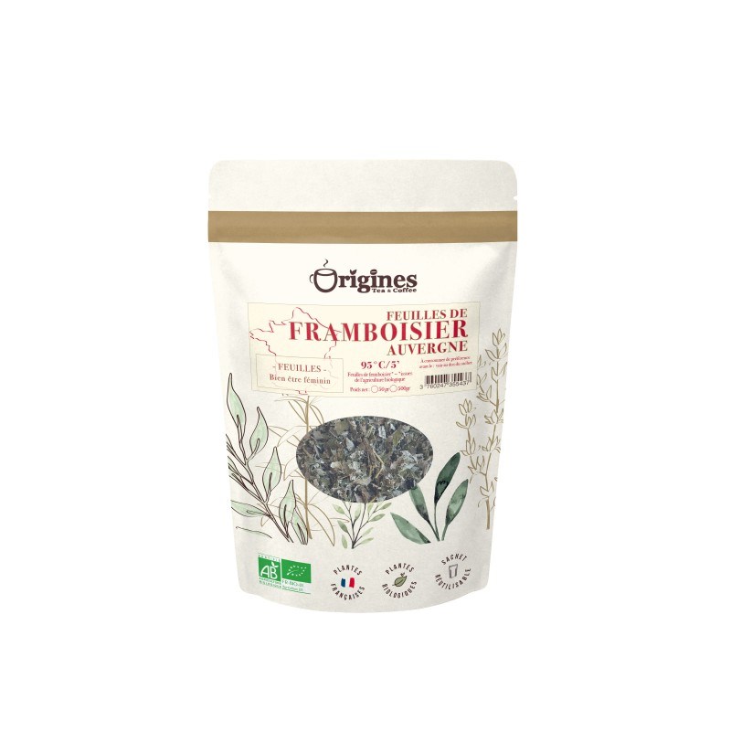 Feuilles de framboisier d'auvergne - sachet 50g