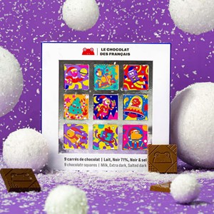 Coffret de 9 carrés de chocolat - noël