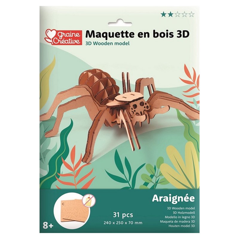 Maquette en bois 3d araignee