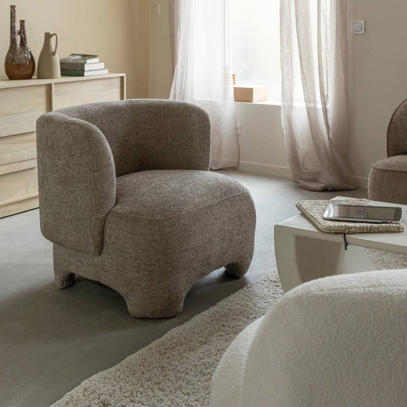 Fauteuil arrondi taupe