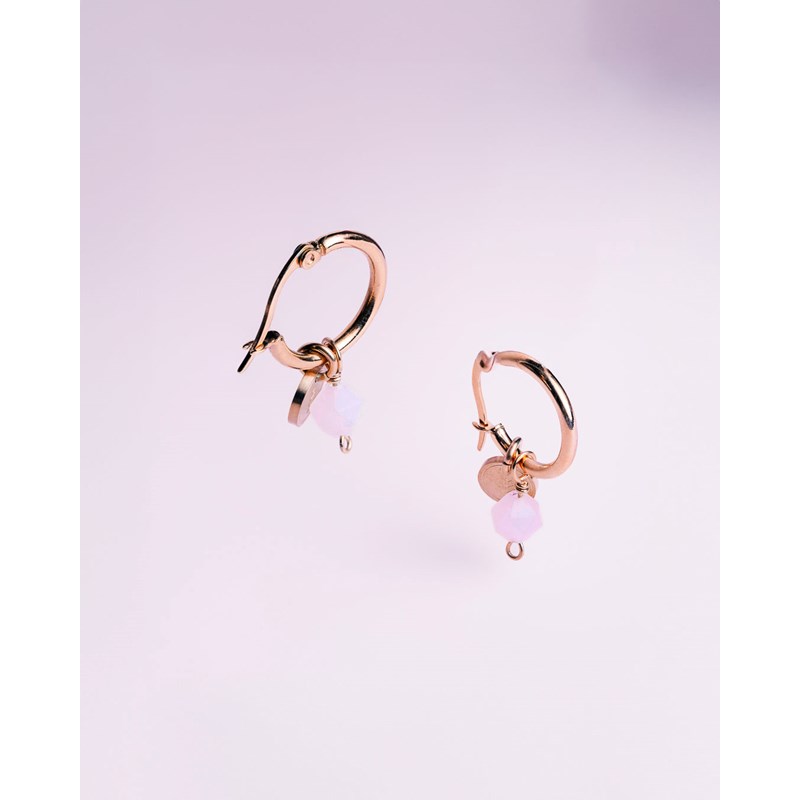 Boucles d'oreilles afti quartz rose