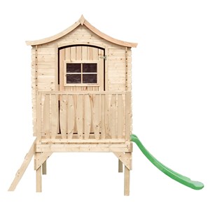 Maisonnette en bois avec toboggan - 112x146xh212cm-1.1m2