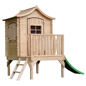 Maisonnette en bois avec toboggan - 112x146xh212cm-1.1m2