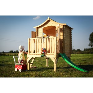 Maisonnette en bois avec toboggan - 112x146xh212cm-1.1m2