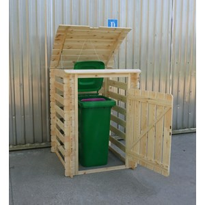 Cache poubelle en bois à porte verrouillables - 97cm x 97cm x h137cm