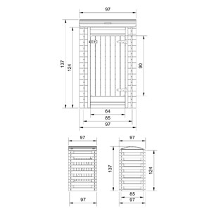 Cache poubelle en bois à porte verrouillables - 97cm x 97cm x h137cm