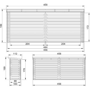 Abri à bûches -l112xl458xh199 cm - 4m2