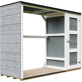 Abri à bûches extérieur 75x217xh159cm abri à outils 1,09m²+0.53m²cavern steel