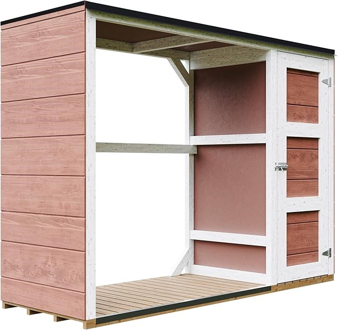 Abri à bûches extérieur 75x217xh159cm abri à outils 1,09m²+0.53m²redwood red