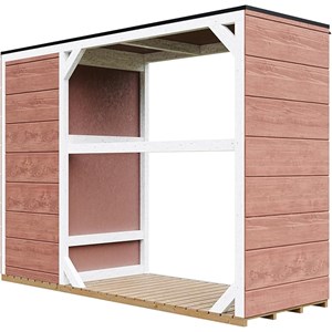 Abri à bûches extérieur 75x217xh159cm abri à outils 1,09m²+0.53m²redwood red