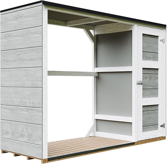 Abri à bûches extérieur 75x217xh159cm abri à outils 1,09m²+0.53m²tundra grey