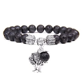 Bracelet arbre de vie en pierre de lave