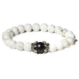 Bracelet force en howlite et onyx