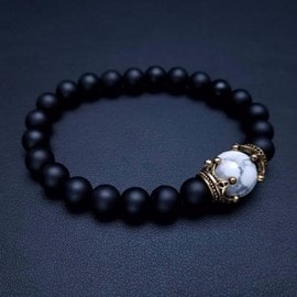 Bracelet en onyx et howlite