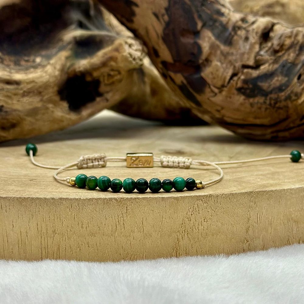 Collier Et Bracelet En Cuir Avec Malachite Naturelle - Ensemble Bijoux Femme Bohème, Neuf