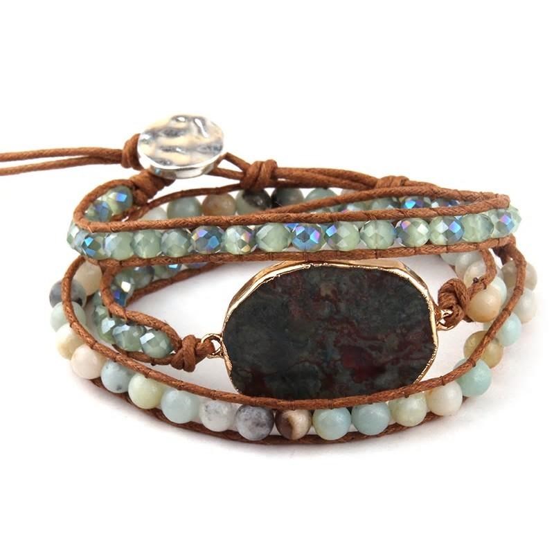 Natura-Zen - Bracelet patience jaspe et amazonite