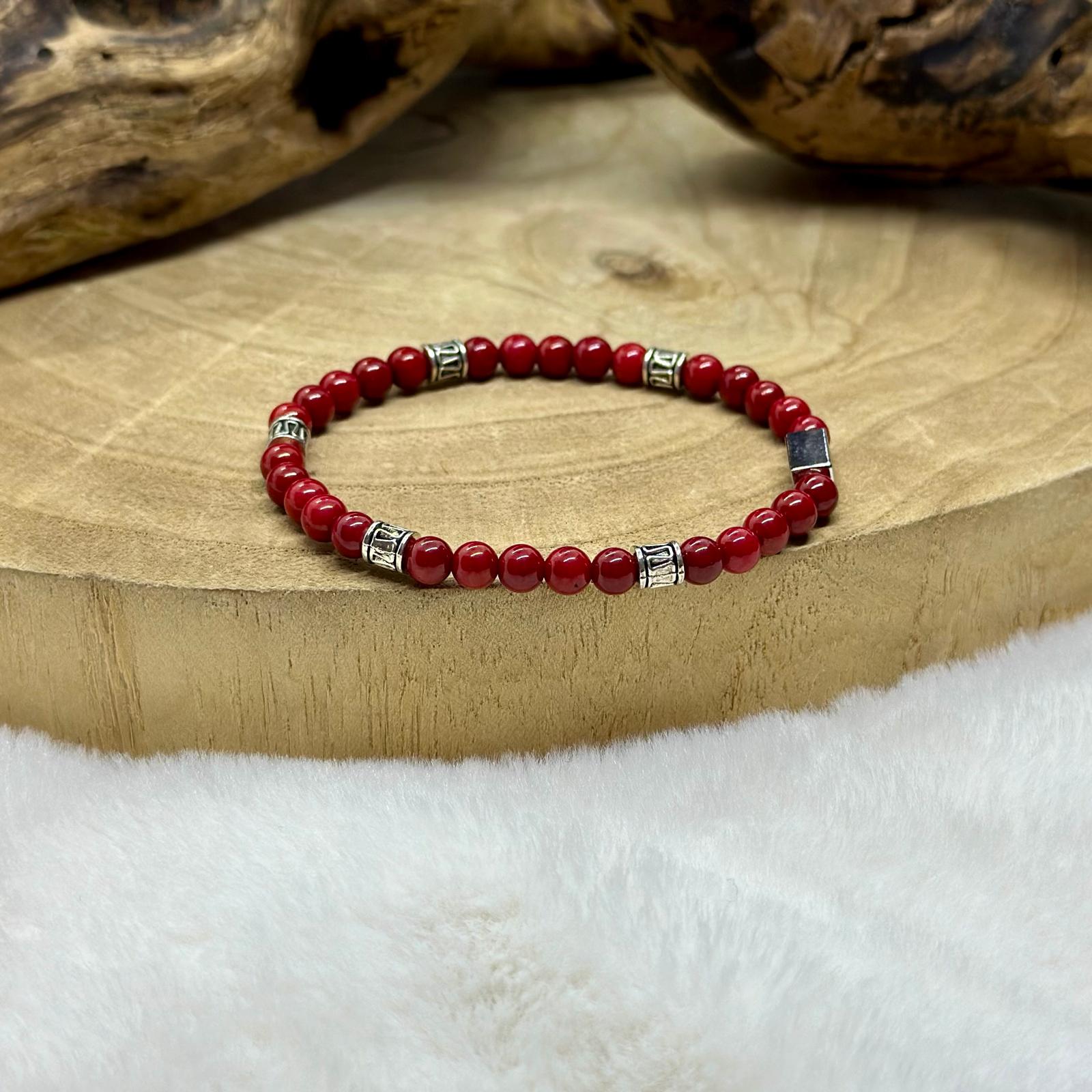Bracelet En Véritable Corail Rouge | Pierre Naturelle | Occasion