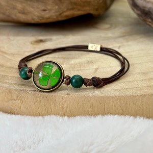 Bracelet trèfle en cuir