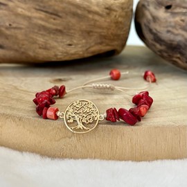 Bracelet arbre de vie en corail rouge