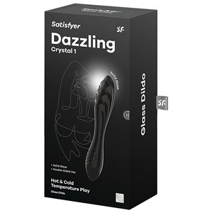 Gode en verre satisfyer dazzling crystal 1  noir