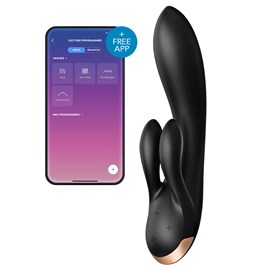 Vibro rabbit connecté  satisfyer double flex noir