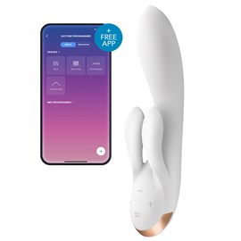 Vibro rabbit connecté satisfyer double flex blanc