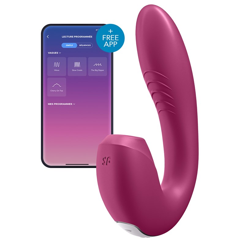 Stimulateur de clitoris connecté sunray satisfyer framboise
