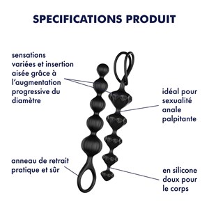Kit de 2 chapelets satisfyer beads - noirs