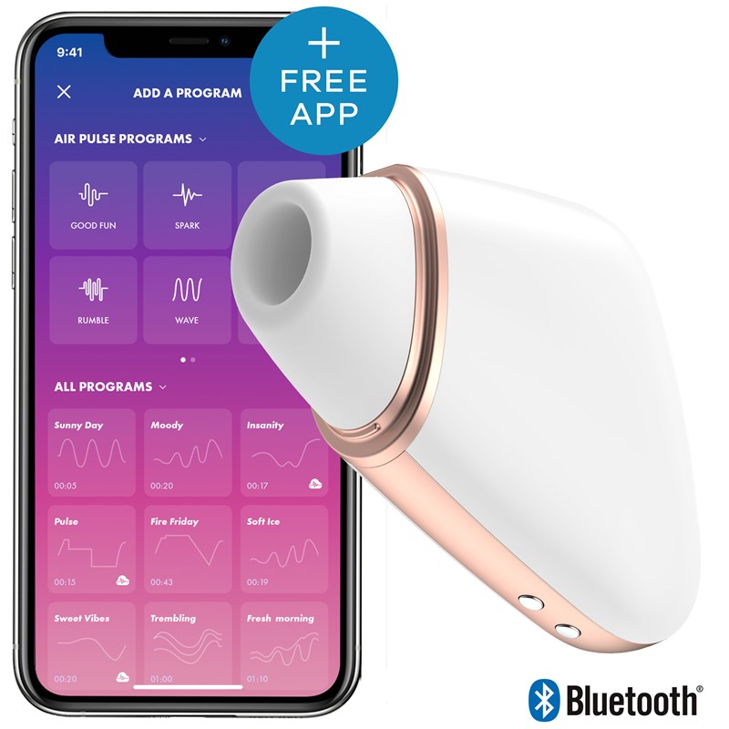 Stimulateur de clitoris connecté love triangle satisfyer blanc