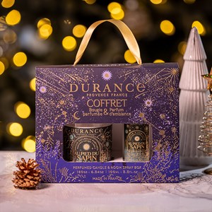 Coffret bougie et parfum d'ambiance au pied du sapin