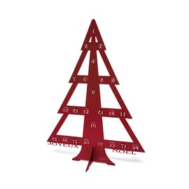 Calendrier de l'avent en métal avec pochons noirs - rouge brillant