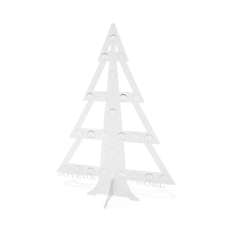 Idfer - Calendrier de l'avent en métal avec pochons rouges - blanc métallisé
