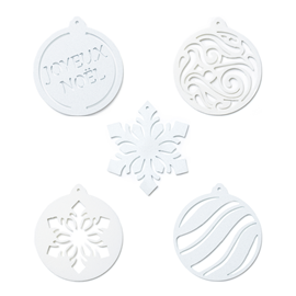 Lot de 5 boules de noël - blanc métallisé