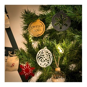 Lot de 5 boules de noël - rouge brillant