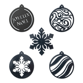 Lot de 5 boules de noël - noir mica perlé