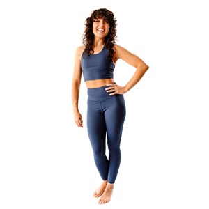 Legging yoga colibri court uni bleu pétrole (<1,70m) M
