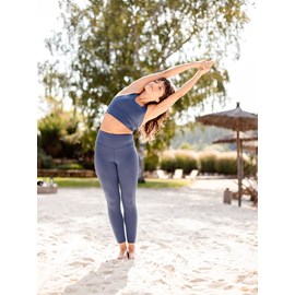 Legging yoga colibri court uni bleu pétrole (<1,70m)