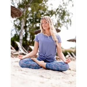 T-shirt yoga toucan bleu lavande L