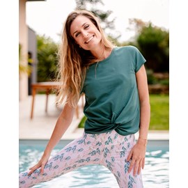 T-shirt yoga toucan vert sapin